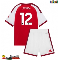Camisa de Futebol Arsenal Jurrien Timber #12 Equipamento Principal Infantil 2026-27 Manga Curta (+ Calças curtas)